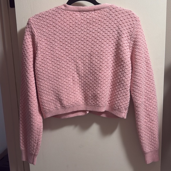 Willow & Wind Pink Daisy Embroidered Cropped Cardigan, Size L - Picture 4 of 4